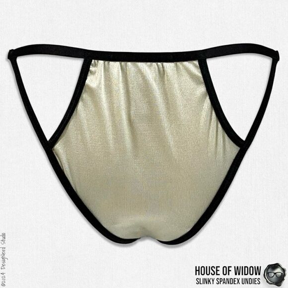 DOLLS KILL X HOUSE OF WIDOW SLINKY SPANDEX UNDIES IN OFF WHITE CHAMPAGNE PEARL M - Picture 5 of 11